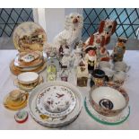 A collection of ceramics including Royal Doulton coaching and other series ware, three 19th