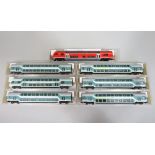 FLEISCHMANN DB AG double-deck local service consist of 2nd cl control-cab coach cat. No: 8620,