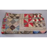 Vintage patchwork quilt, hand stitched, reversible, 215 cm x 240 cm approx