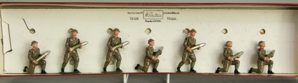 W Britains - Team of Gunners carrying shells number 1730, seven figures with original box - Image 2 of 3