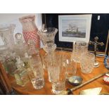 A good collection of 19th century and later glassware to include a cut glass table lamp, a good