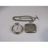 J Shaw & Son of Manchester silver pocket watch, the enamel dial with Roman numerals and subsidiary