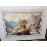Attributed to JMW Turner (British 1775-1851) - Extensive landscape with figures, bridge, etc,