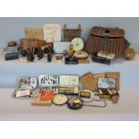 Two boxes containing a collection of fishing tackle including reels by Farlow, Carter Murton,