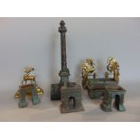 A good collection of metal ware to include a cast study of the Marble Arch, a further study of a