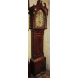 A Georgian longcase clock, cross banded within rosewood and further string inlaid detail, the hood