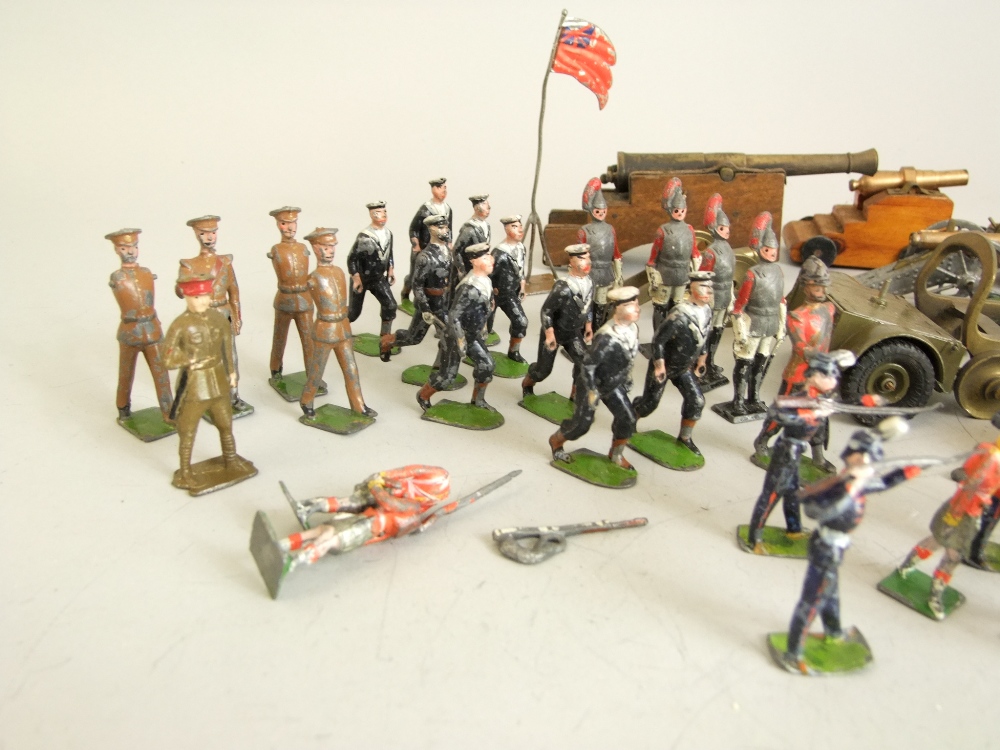 Quantity of misc lead soldiers, part military figures and vehicles, together with brass and other - Image 2 of 5
