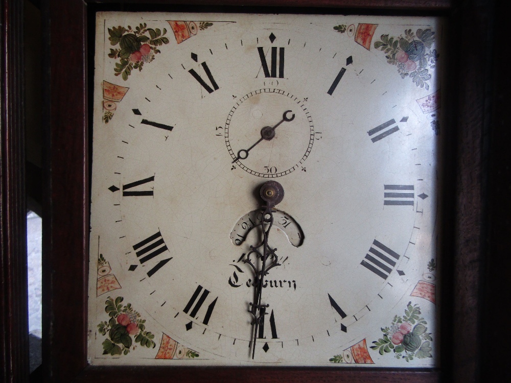 A small Georgian oak longcase clock, the square cut painted dial with 30 hour striking movement - Image 2 of 2
