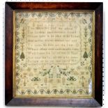 A 19th century needlework sampler by Charlotte Hissey, aged 20 years, dated 1847 incorporating