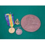 14-18 war medal, victory medal and memorial plaque 306709 - Pte Frederick Mathew Purnell, R