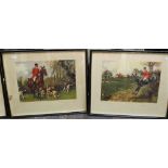 After Frank Gillett - Set of three coloured prints of hunting subjects, 39 x 49cm, a pair of