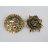 Two 9ct enamelled badges; the first for the 'National Union of Printing, Bookbinding and Paper