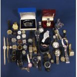 A large collection of vintage wrist watches to include a 1950s Ingersoll 15 jewel shot proof wrist