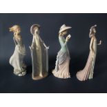 A group of four Lladro figures, all of young women, max height 36cm approx