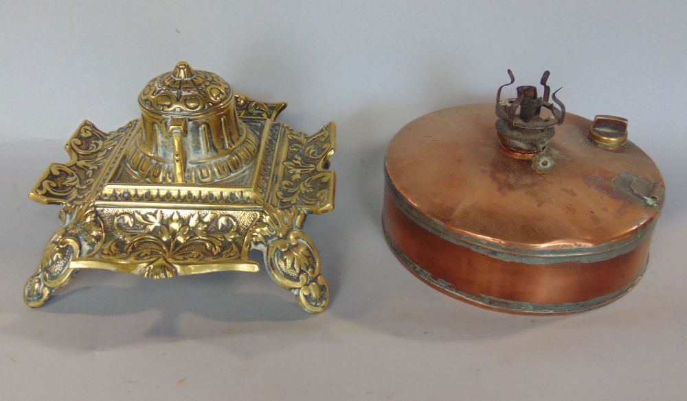 A mixed collection of miscellaneous items to include copper jelly moulds, various brassware, glass - Image 4 of 4