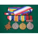 1914-15 star, 14-18 war medal, victory medal - 15066 Pte C H Osborne, Somerset Light Infantry and