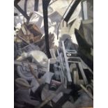 20th century British school - Abstract study on the theme of machinery, oil on canvas, (double