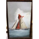 Early 20th century British school - Study of a sailing boat off the coast, gouache, unsigned, 50 x