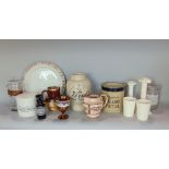 A mixed collection of 19th century advertising and apothecary items to include two lidded glass