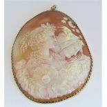 Substantial and fine shell cameo depicting a classical study of two female characters