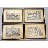 Four small Edwardian monochrome equestrian prints after E Giberne