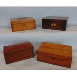 Four various 19th century wooden boxes