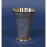 Scandinavian silver tapered beaker, engraved with a geometric band and darted foot rim, 12cm high,
