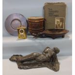 A mixed collection of miscellaneous items to include a resin character study of a reclined nude,