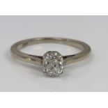 A diamond solitaire ring in 18ct white gold, the stone 0.40cts approx, size M, 2.8g