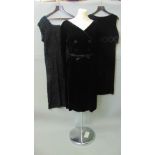 Five black 1950/60s cocktail dresses including Ladcourt velvet shift dress (10), Parade velvet