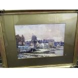 G Graham - Study of a harbour, watercolour, signed and dated 1916, 25 x 35cm, in moulded gilt frame,