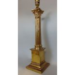 Gilt brass Corinthian column table lamp, 45cm high