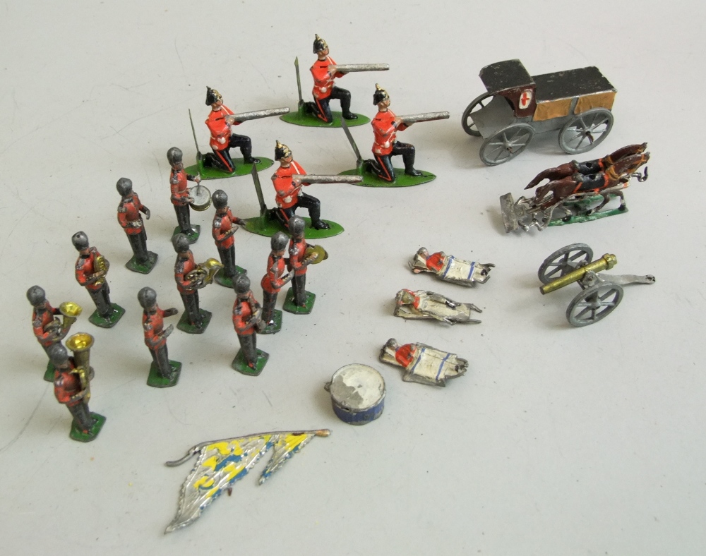 Eleven piece military band, four crouching riflemen, first aid wagon, etc - Image 2 of 2