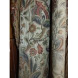Four Victorian curtains with floral woven design, each approx 3.45m long, heavyweight, in poor