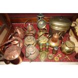 Large collection of various Eastern and Western brass and copperware to include various kettles