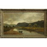Brockman (possibly Charles, 19th century British school) - River landscape with figures and