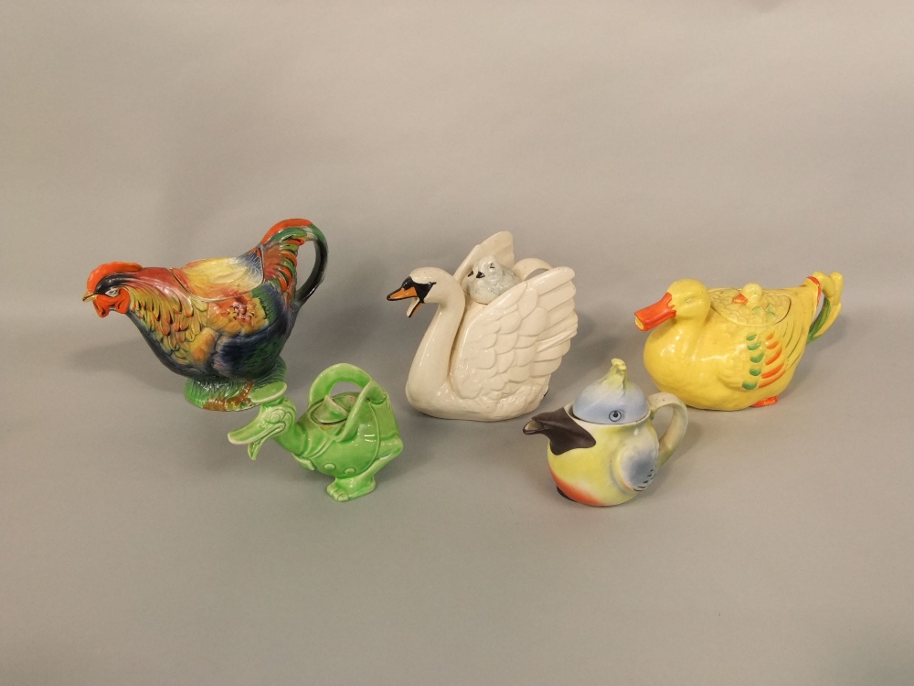 A quantity of various novelty tea pots including animals and birds, an example modelled as a canon - Image 3 of 7