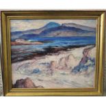 20th century school (In the manner of Francis Cadell) - Coastal scene at West Iona, oil on board,
