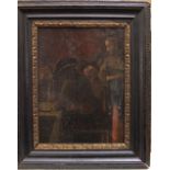 19th century school - Tavern interior scene, oil on canvas, unsigned, 19 x 14cm, framed