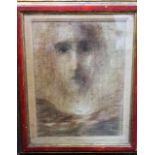 20th century school - Unusual ghost like study of a head, oil on canvas, indistinctly signed top