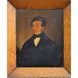 19th century British school - Half length portrait of a gentleman in black, oil on canvas, unsigned,