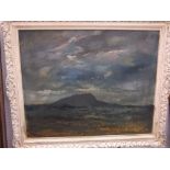 Adrian Hill (1895-1977) - Irish landscape with distant mountain, oil on board, signed and with