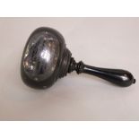 Turned ebony mallet with silver plated plaque inscribed "Offley Wesleyan Chapel, November 25th 1886,