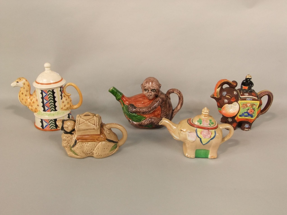 A quantity of various novelty tea pots including animals and birds, an example modelled as a canon - Image 4 of 7