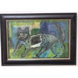 Paul Sonabend (20th/21st century) - Study of a cat with spotted coat, oil and mixed media with