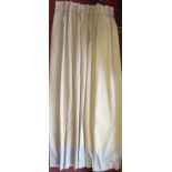 Four curtains, approx 210cm, each with fixed triple pleated top width 80cm, heavy weight beige