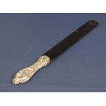 Victorian silver handled tortoiseshell page turner, the silver handle with scallop shell and