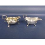 Antique Irish silver cream jug, with cabriole hoof feet with S scroll handle, hallmarks worn, 13cm