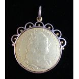 GEORGE III GUINEA, 1775, IN A GOLD MOUNT AS A PENDANT, 11g