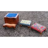 VICTORIAN WALNUT STEP COMMODE WITH A SERPENTINE FRONT, HINGED TOP AND SLIDING FOOTREST, ON TURNED